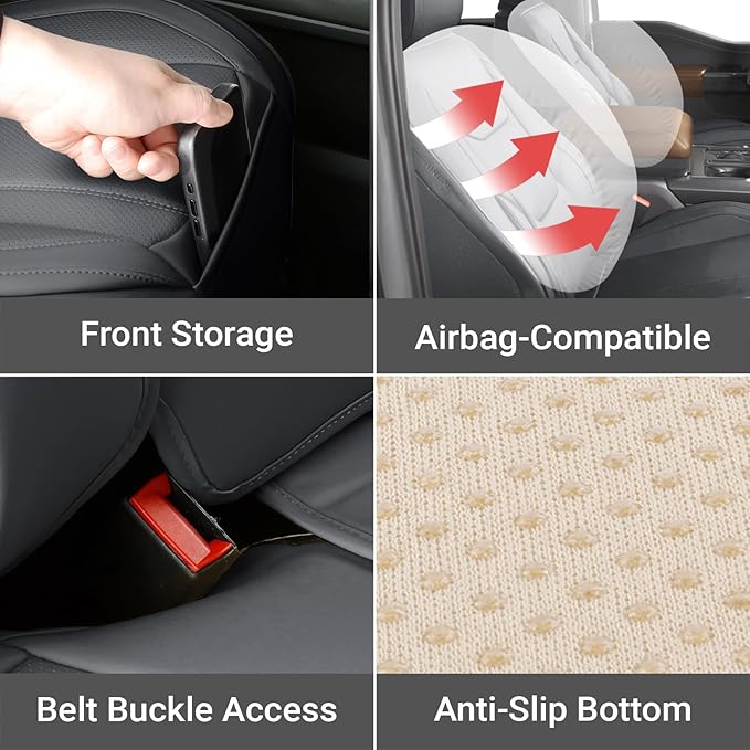 Coverland Custom Fit Car Seat Covers for SUV Compatible with [2021-2026 Ford Bronco 4-Door] Premium Car Seat Cover Water Resistant Leather Non-Slip Interior Protector [Full Set Dark Gray - Chart X62]