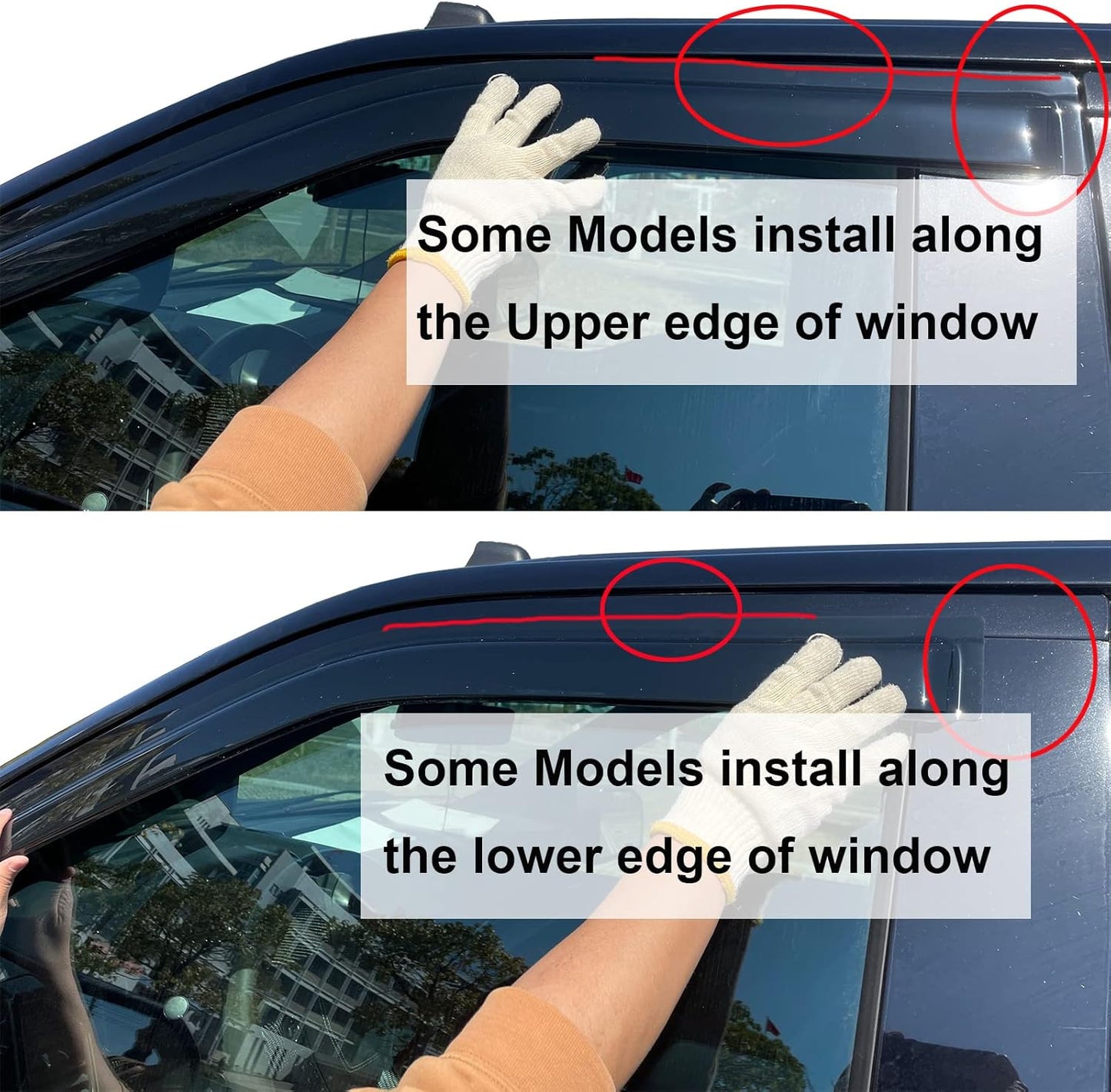 4pc Sun Rain Guards Window Visor Wind Deflector Compatible with Ford Excursion 2003-2005 Smoke 94438
