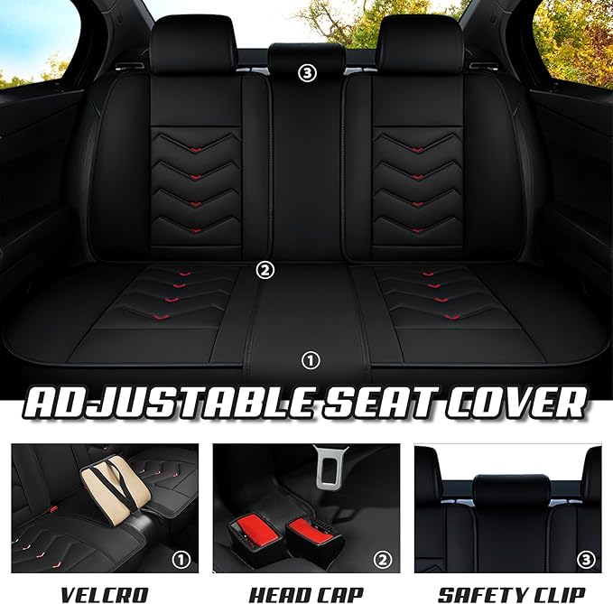 Car Seat Covers for Mitsubishi Outlander 2003-2026, Premium Nappa Leather Car Seat Cover, Stylish Sport Seat Covers， Automobile Seat Cover Sets.(Luxury 2 Seats/Black)