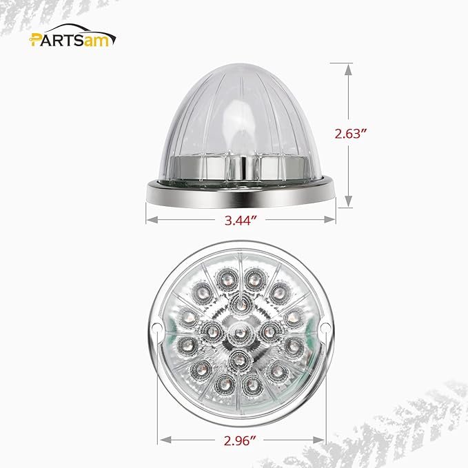 Partsam 1Pcs Dual Revolution 17LED Watermelon Light for Semi Truck, Red Stop Turn Signal Marker Lights to Blue Auxiliary Lights, Replacement for Freightliner Kenworth Peterbilt
