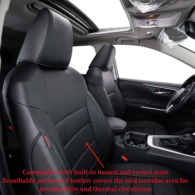 coverdream Custom Fit Seat Covers for Toyota RAV4 Limited,XLE,SE,Platinum,Adventure 2013 2014 2015 2016 2017 2018,Full Coverage Leather Seat Protector (Full Set,Black)