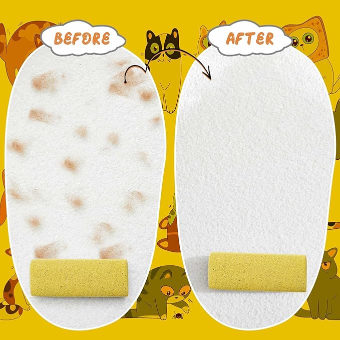 Abbylike 6 Pcs Pet Hair Remover Pumice Stone Car Pet Hair Removal Tool for Bedding Carpet Couch Furniture Cleaning (6.1 x 2.56 x 1.4 Inch,Yellow)