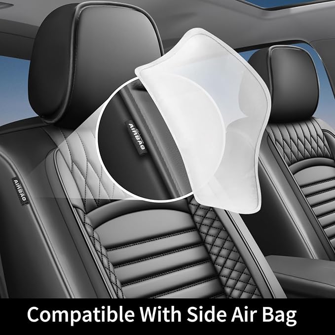 Fit Corolla Car Seat Covers for Toyota Corolla 2000-2024 2025 2026 - Upgraded Premium Waterproof & Breathable Leather, Airbag Compatible, All-Weather Seat Cushion Protector (Full Set, Black)