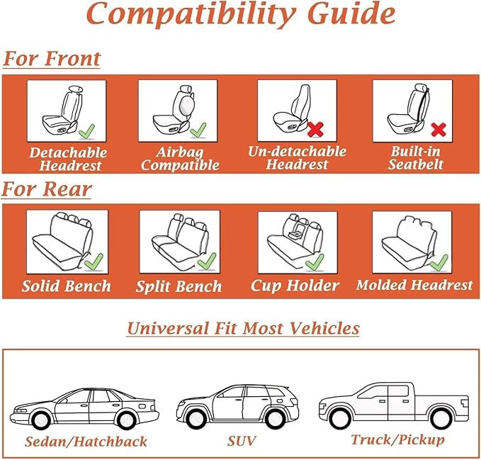 Coverado Seat Covers, Car Seat Covers Full Set, Leather Seat Covers for Cars, Car Seat Protector, Black Car Seat Covers Front Seats and Back Seats Universal Fit for Most Cars Brown-Black