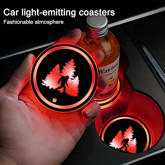 12 Gauge LED Cup Holder Lights for Car,2Pcs LED Light Up Cup Holder Coasters with 7 Colors 3 Modes,Waterproof Interior Atmosphere Lamp,Car Decor Accessories Cool Bullet Gift for Women Men