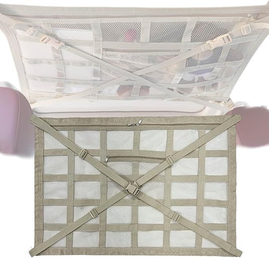 Overhead Car Organizer, Compatible with Ford F-150 XL/Raptor 2010-2025 Car Roof Storage Net Universal Car Ceiling Storage for Camping Storage Bag,Beige-Medium