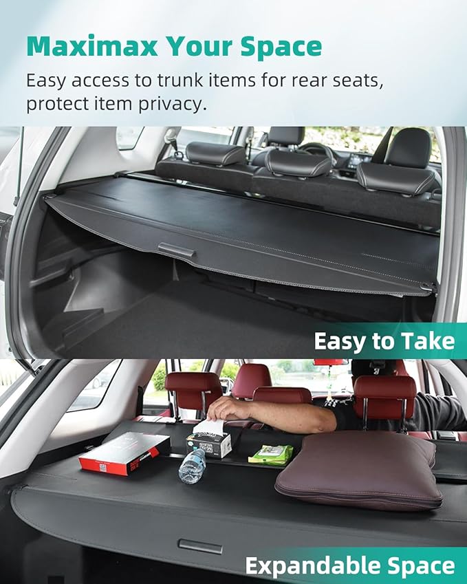 SCITOO Cargo Cover with Retractable Waterproof Fit for 2022-2024 for Jeep Grand Cherokee 2.0L 2022-2024 for Jeep Grand Cherokee 3.6L
