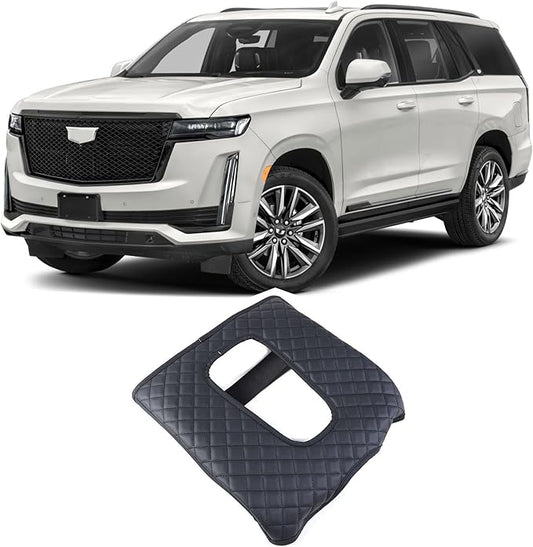 Center Console Armrest Seat Box Cover Compatible with Cadillac Escalade 2015-2020, Cushion Lid Protector Pad Anti-Scratch Interior Accessories (2015-2020 Black)