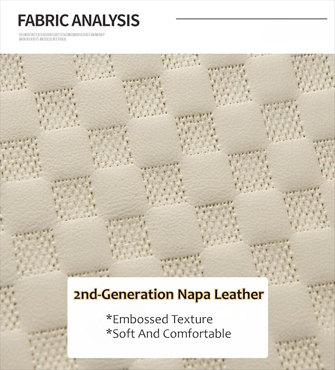 Car Center Console Armrest Pad, Arm Rest Box Cushion with Ergonomic Height Boost, Storage Pockets, Built-in Tissue Box, Cupholder, Fit for Most Sedan Vehicles (Embossing Checkerboard, Beige)