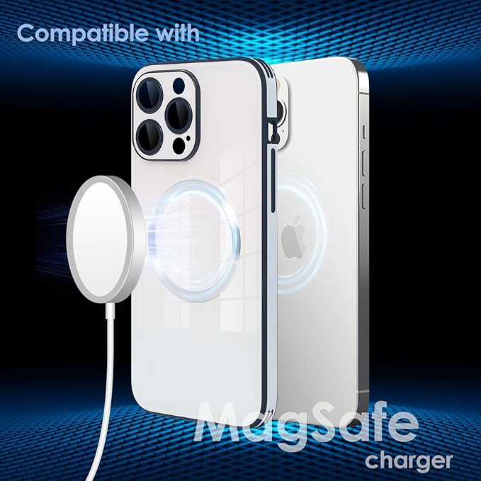 Guppy Compatible with iPhone 15 Pro Case Magnetic, with Full Camera Lens Protector [Compatible with MagSafe] Scratch Resistant Gradient Glass Back Cover Phone Case-White