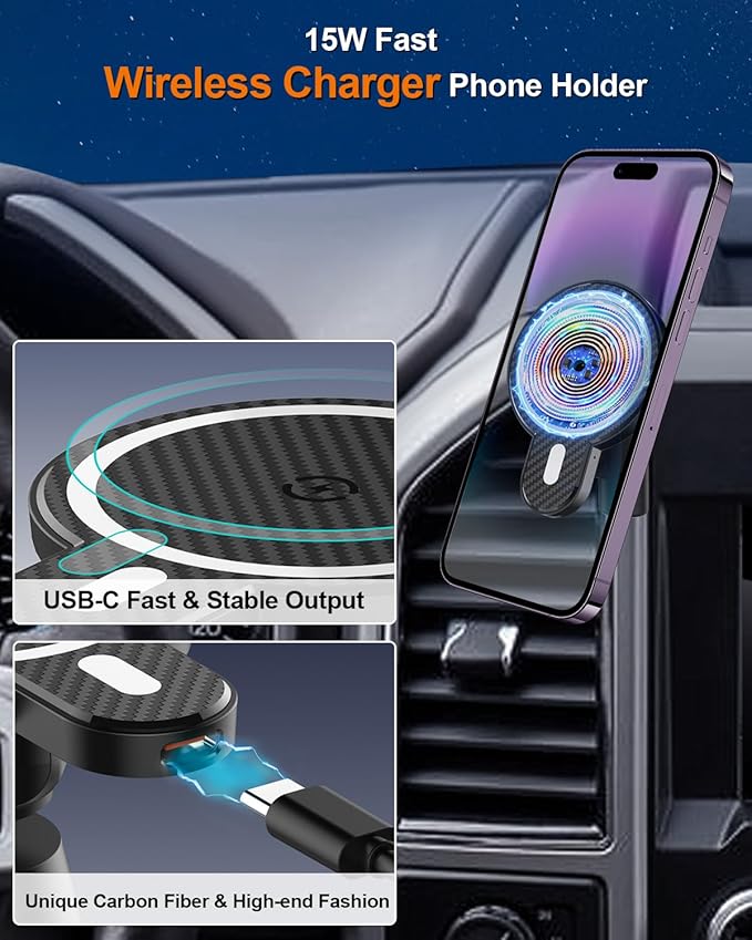 PZK Car Phone Mount for Toyota Tundra 2007 2008-2011 2012 2013 /Sequoia 2008-2011 2012 2013 Accessories Custom Air Vent Car Phone Holder Magnetic 15W Fast Wireless Charger Automobile Cradles
