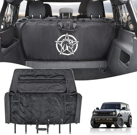 Soft Top Window Organizer Storage Bag Protection Compatible With For Ford Bronco 2021 2022 2023 2024 2025 4 Door Plush Multi-Layer Soft-Top Window Protector Bag（Black）