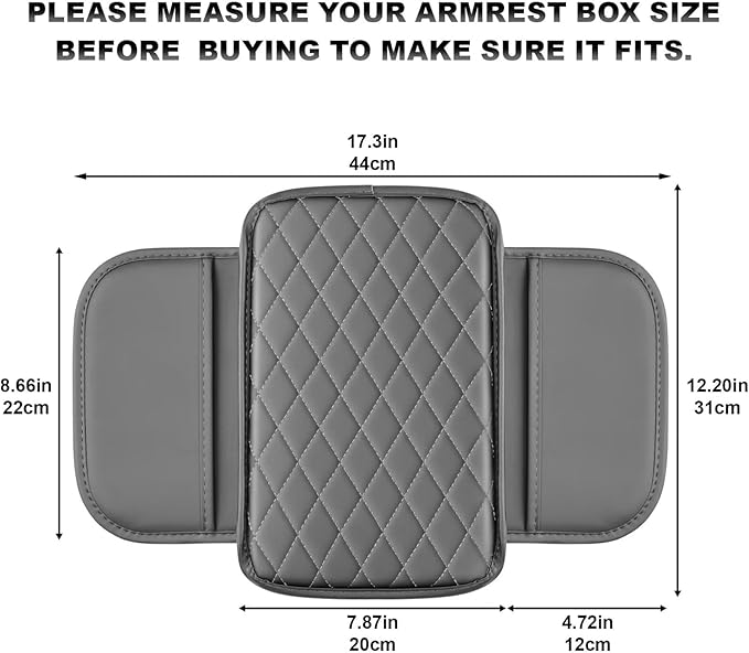 Center Console Cover fit for Toyota Venza Leather Middle Console Cover Pad Cushion Protector Arm Rest Covering Car(Grey)