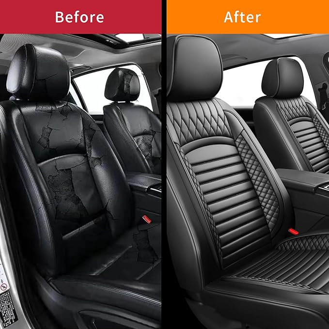 Fit Venue Car Seat Covers for Hyundai Venue 2020-2025 2026 - Upgraded Premium Waterproof & Breathable Leather, Airbag Compatible, All-Weather Seat Cushion Protector (2 Front/Black)