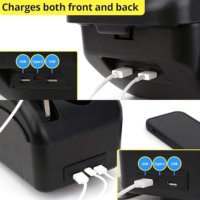 AULPHIKE Compatible with Nissan NV200 Armrest Car Center Console Organizer Armrests Double Layer Storage with USB Ports（Carbon Fiber Style）