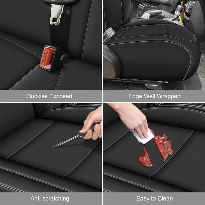 AOMSAZTO Seat Covers for Jeep Wrangler JK: 2011 2012 4-Door Leather Car Seat Covers Full Set