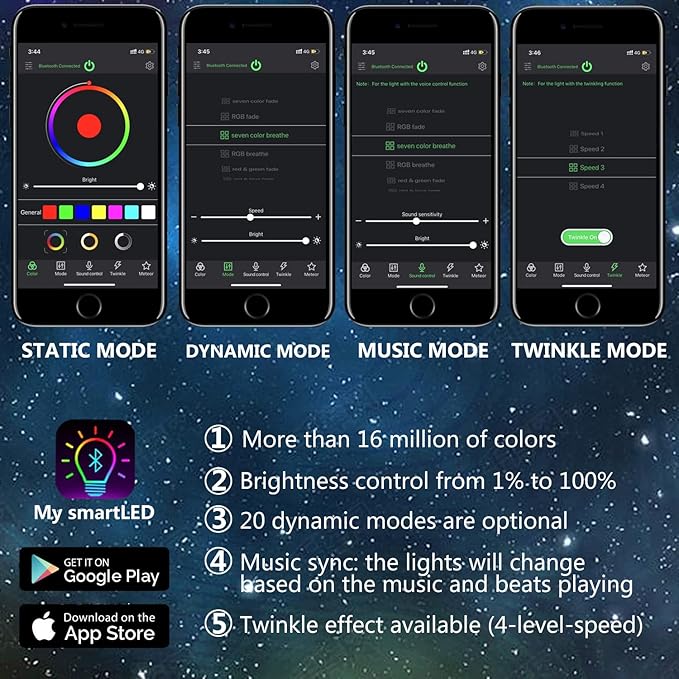 Twinkle 16W Mini Bluetooth APP Control Music Sync Fiber Optic Light Source RGBW Light Box Engine Diver for Car Starlight Headliner Home Indoor Star Ceiling Decoration