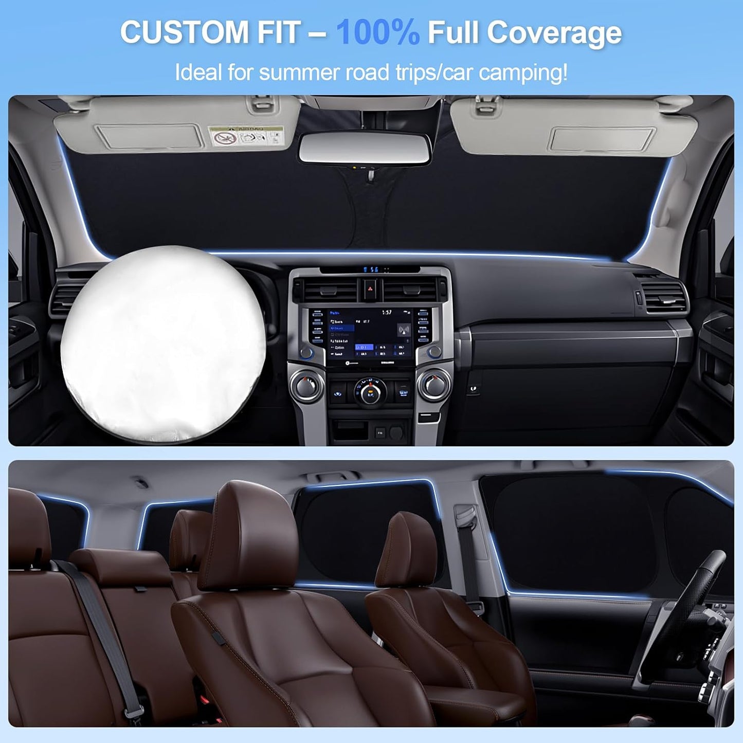 8pcs Car Window Shades for Chevrolet/Chevy Traverse2018-2023 Accessories,Windshield Side Rear Full Sunshade,Sun Visor UV Blocking, Privacy Protection and Blackout for Camping Outdoor