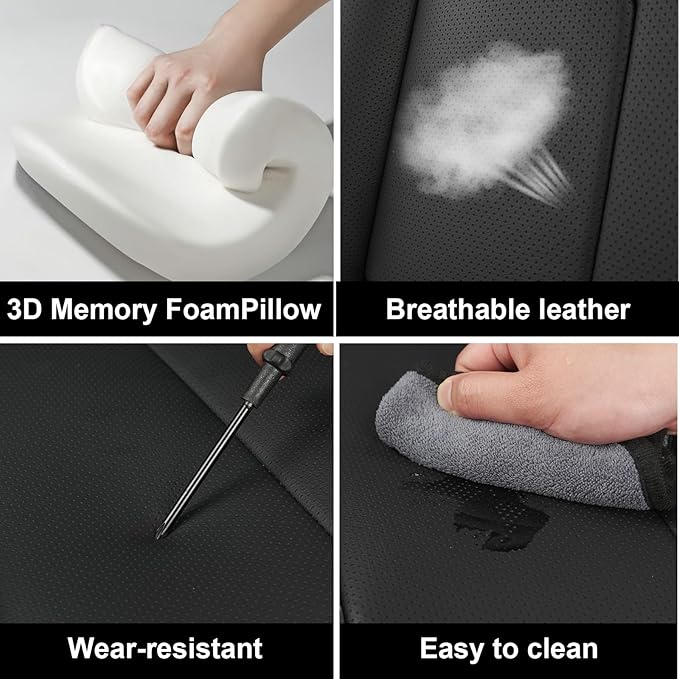 Fit for 98% of Mercedes Benz Car Seat Covers, Premium Nappa Leather Seat Cover, Fully Wrapped Protect Modern Style Seat Cover (5-Seat Standard, Black & White)