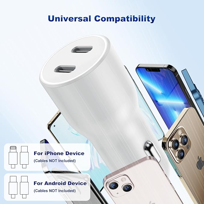 iPhone 14 13 Car Charger, Certified 45W Dual Port USB C Rapid Apple Car Adapter with 6ft Type C to Lightning Cable Fast Charging for iPhone 14 Pro/14 Pro Max/14 Plus/13/12/11/X/XS/SE,iPad-Purple