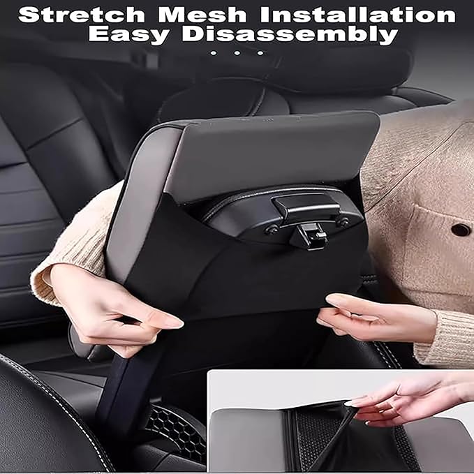 Car Center Console Cushion Pad for Hyundai Elantra 2017-2020, Leather Armrest Box Pad Armrest Cover Arm Rest Cover Pad with 2 Storage Bags Waterproof for Most Vehicles Vehicles SUVs,A/Black