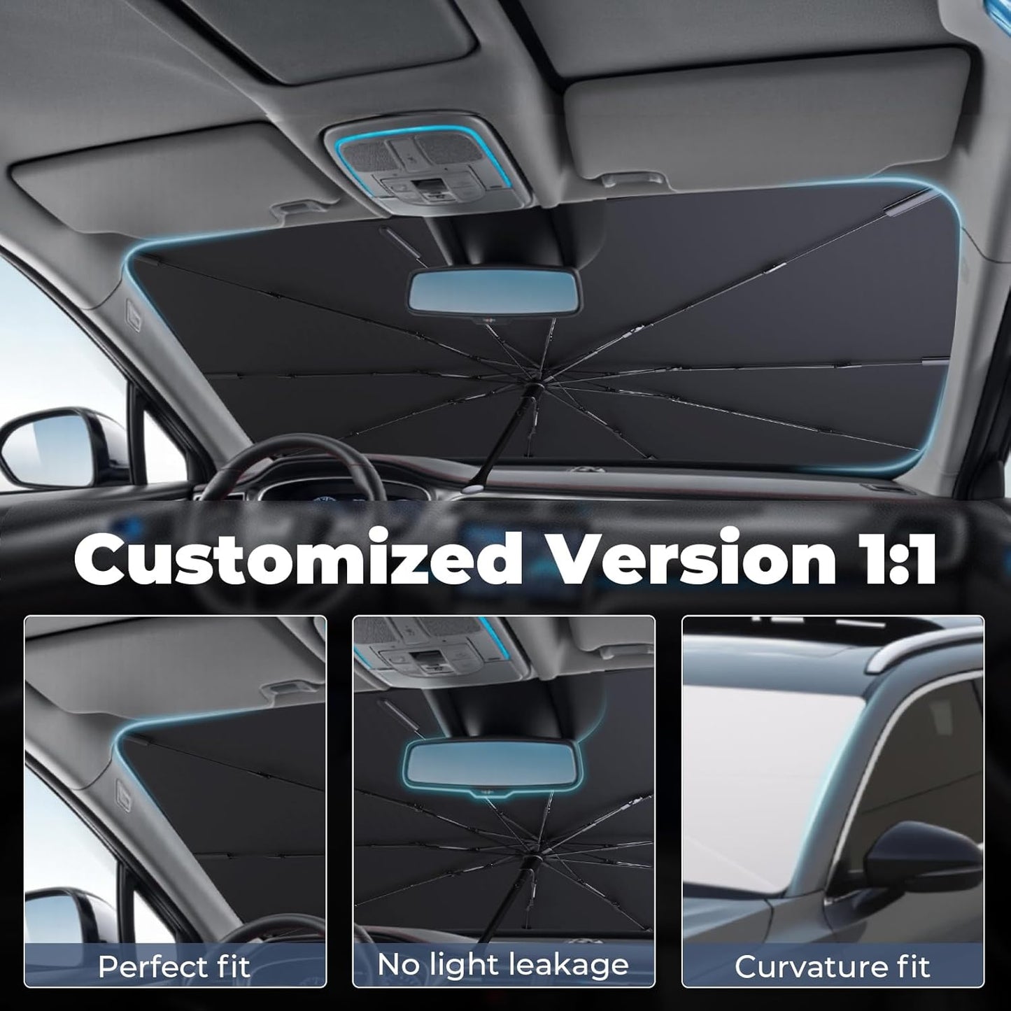 Windshield Sun Shade Umbrella: for Hyundai Santa-Cruz-2022-2025 - Front Custom Car Window Shades - Foldable Sunshades Block UV Keep Cool