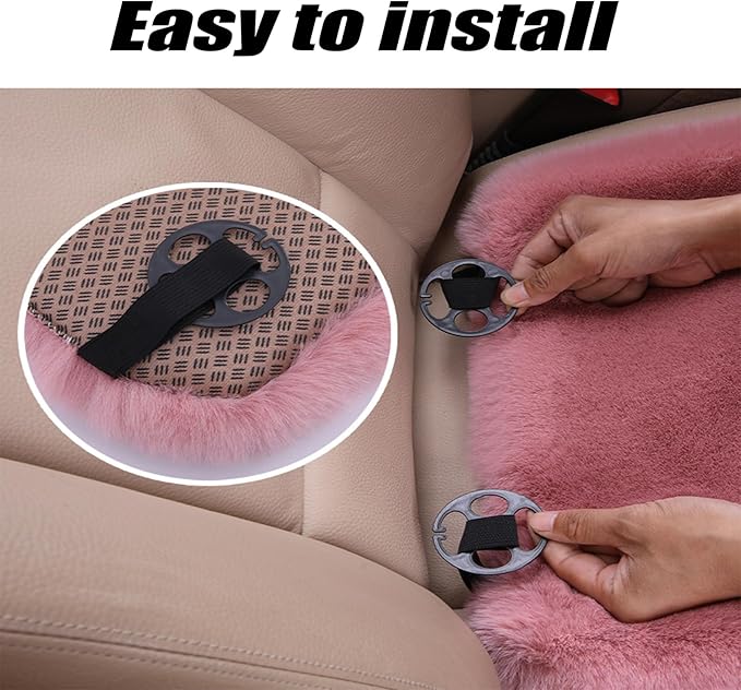 Plush Car Seat Cushion, Soft Warm Fuzzy Faux Rabbit Fur Fluffy Plush Auto Seat Cover Vehicle Car Front and Back Seat Protector Pad with Non-Slip Backing Cushion Interior Universal Fit (Blue,Front*1)
