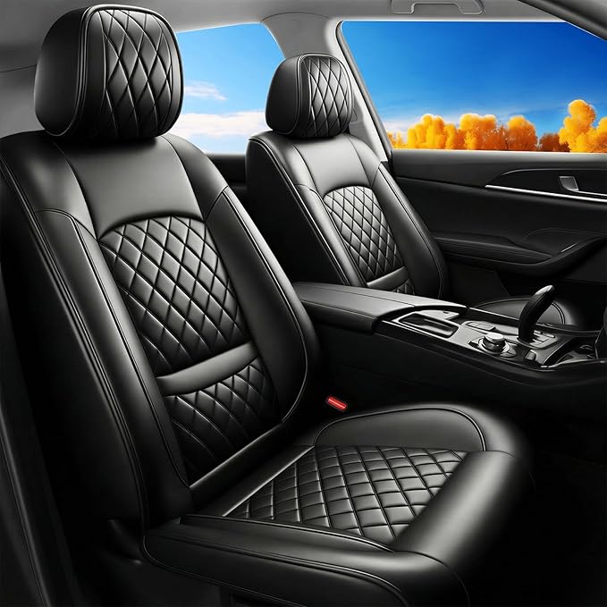 Fit Integra Car Seat Covers for Acura Integra 2023-2026 - Premium Leather, Waterproof, All-Weather, Airbag Compatible, Anti-Slip, Breathable, Easy Install, Seat Protectors, Full Set, Black