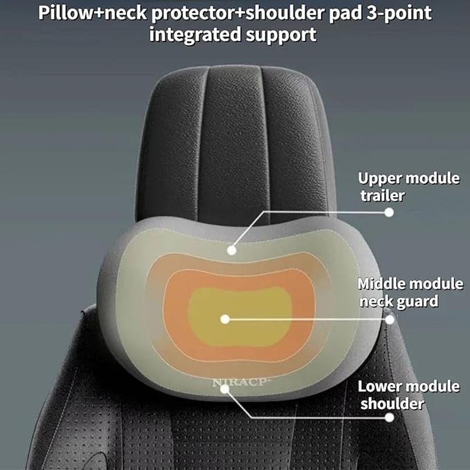 Ergonomic Car Seat Headrest & Lumbar Cushion, Ergonomic Car Seat Headrest Neck Rest Cushion Lumbar Support Pillow (Black)