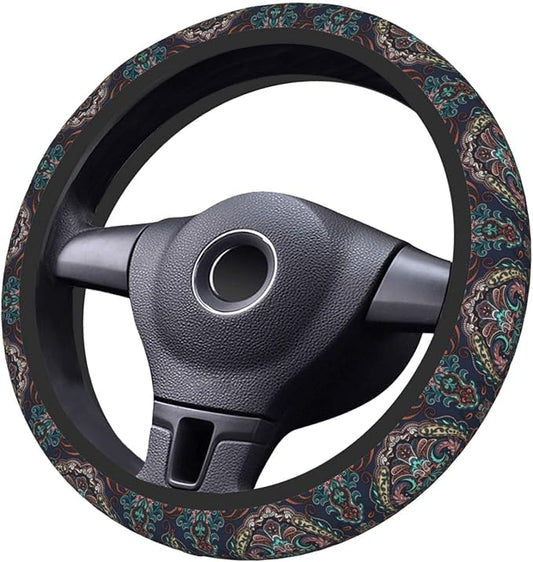 Paisley Steering Wheel Cover Women 15 inch Anti-Slip Sweat Absorption Steering Wheel Covers Cute Car Accessories Decor Car SUV Sedan Vans Truck Protector