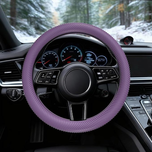 WOCOCN Car Steering Wheel Cover, Thin Anti-Skid Silicone Steering Wheel Cover for Men & Women, Universal Automotive Interior Accessories for Most Cars (Purple)