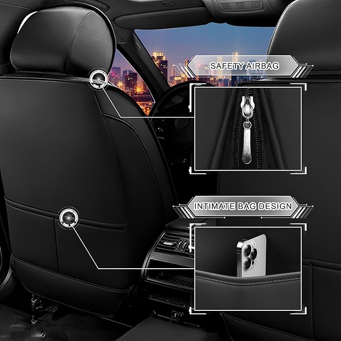 CTDS Car Seat Covers for Ford F-150 2000-2026, Stylish Sport Seat Cover, Premium Nappa Leather Car Seat Cover. Automobile Seat Covers Sets.(Luxury 5 Seats/Black)