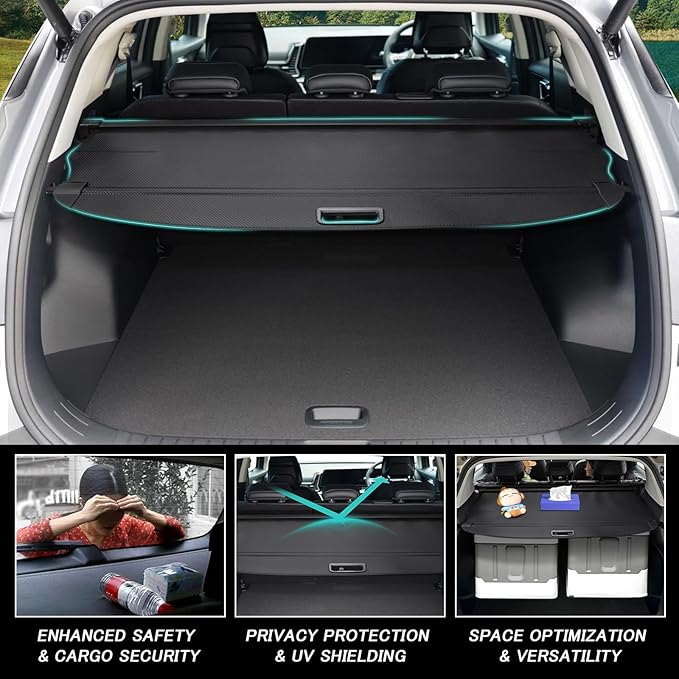 Cargo Cover for Outback 2020-2023 2024 2025 2026 Accessories No Gap Retractable Trunk Cover Security Shielding Shade Cargo Luggage Cover Trunk Privacy Protection (Carbon Fiber Texture)