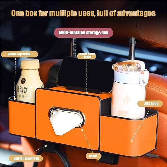 Car Organizers and Storage Box Behind Seat, Large Car Seat Back Organizer for Hold Phone, Drinks, Handbag, Universal Fit for Suv/Sedan (white, 1pcs)