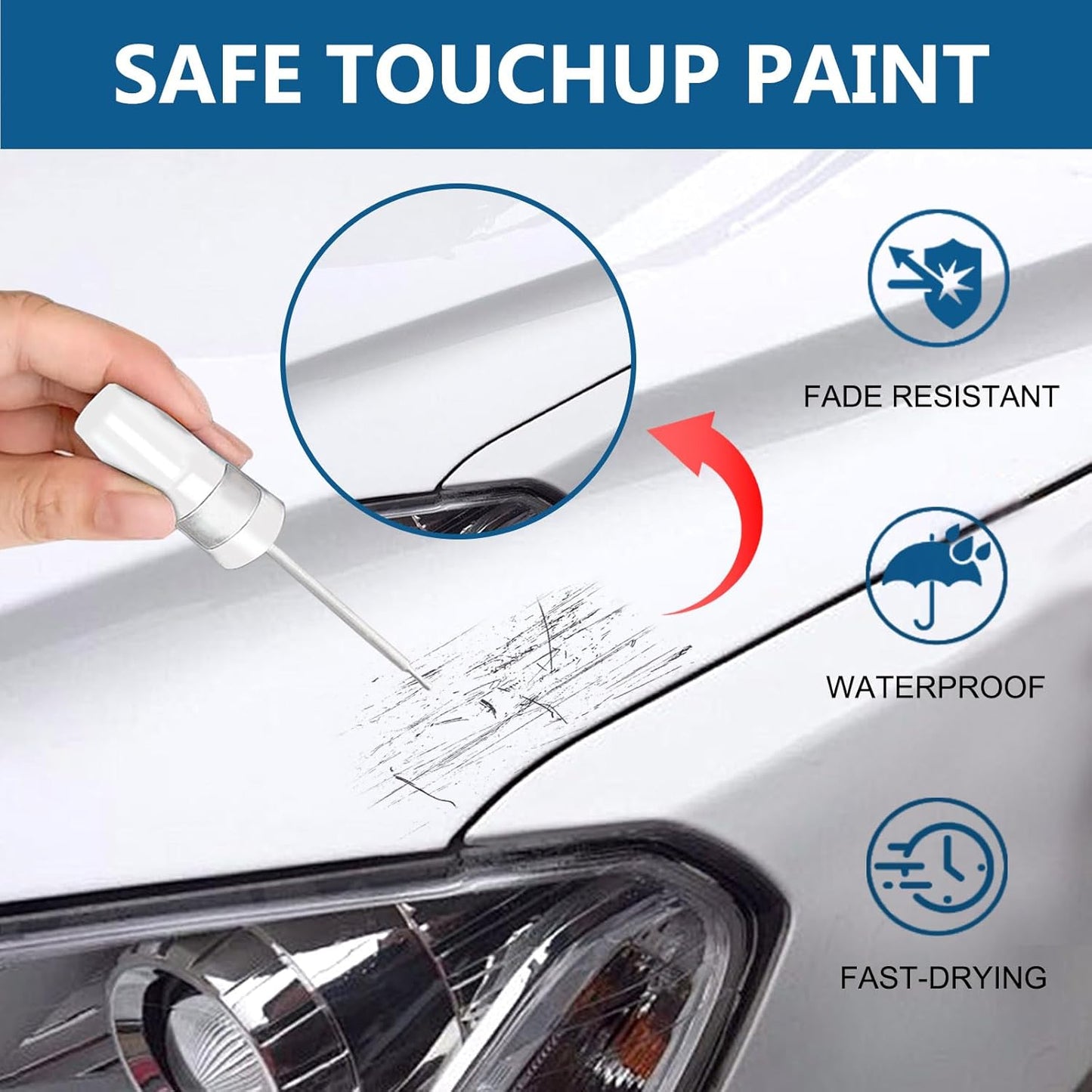 Super White/Ice Cap (040) Touch Up Paint for Toyota-Exact Match 2 in 1 touchup Paint Pen for Chips and Nicks Repair Car Paint Scratch Repair Kit
