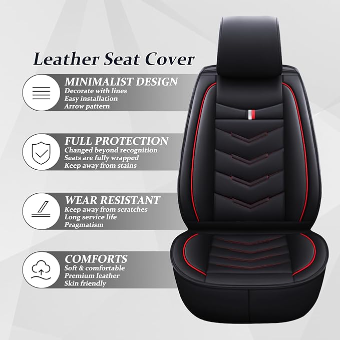Car Seat Cover 6 Seats for Ford Explorer 2000-2026, Waterproof Durable Compatible Airbag, Premium Leather Seat Protector(6 Seats Luxury,Black Red)