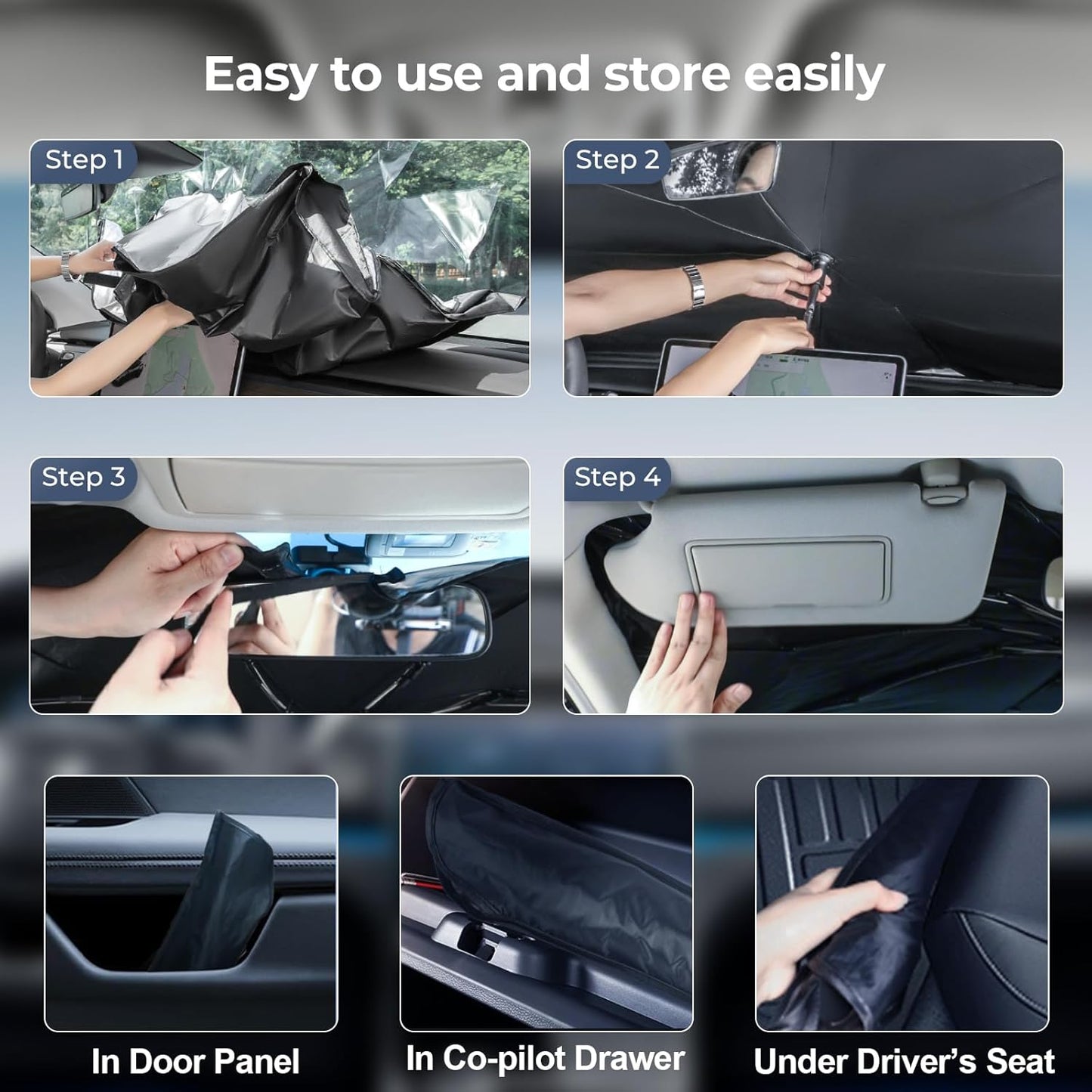 Windshield Sun Shade Umbrella: Custom Fit for 2021-2024 2025 Buick Envision Preferred, Essence, Avenir (E2XX) - Foldable Front Window Sunshade, UV & Heat Protection, Keeps Car Cool