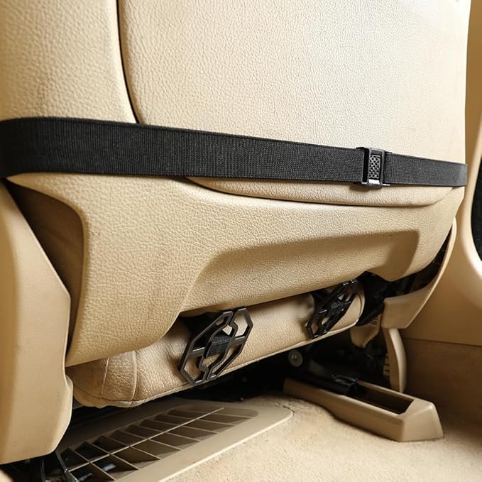 Black Panther PU Car Seat Cover, Front Bottom Seat Protector Compatible with 95% Vehicles,Anti-Slip & Full Wrapping Bottom (W 21.26''×D 20.86”)(1Piece,Dark Beige)