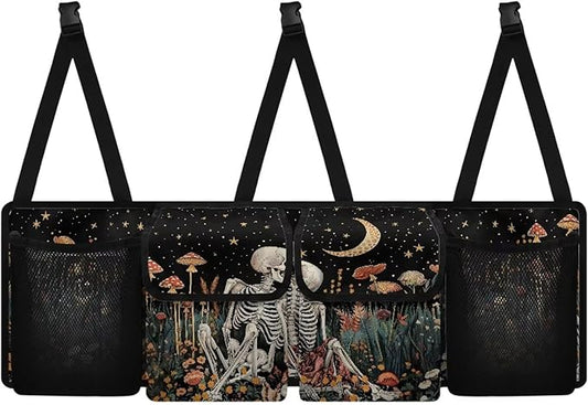 Skull Mushroom Car Trunk Organizer with 4 Pockets, Hanging Car Backseat Storage Bag with 3 Adjustable Straps, Car Interior Accessories for SUV, Truck, MPV, Van