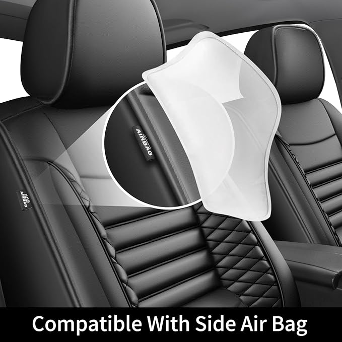 Fit Yaris Car Seat Covers for Toyota Yaris 2008-2018 2019 2020-Upgraded Premium Waterproof & Breathable Leather, Airbag Compatible, All-Weather Seat Cushion Protector (Full Set, Black)