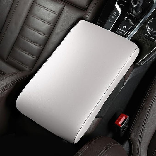 Car Armrest Cover Pad for Lexus LS LS400 LS430 LS460 LS500 LS500h LS600h Premium Leather Center Console Armrest Cushion Pad Anti-Scratch Waterproof Auto Interior Accessories White Style