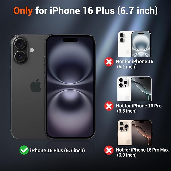SUPFINE Magnetic for iPhone 16 Plus Case(Compatible with MagSafe)(Military Grade Drop Protection) Slim Translucent Matte Shockproof with Anti-Fingerprint Phone Case,Gray