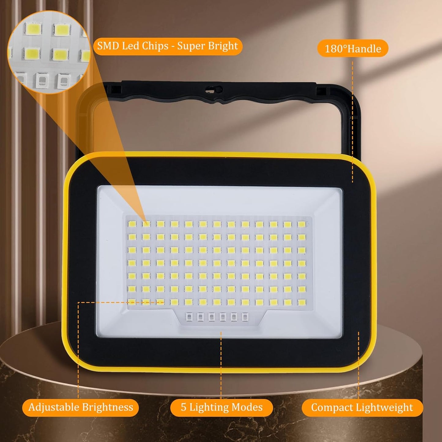 2 Pack Led Rechargeable Portable Work Light SMD LED Super Bright Flood Light Working Lamp Stand USB Cordless Battery Powered Worklight Tool for Outdoor Camping