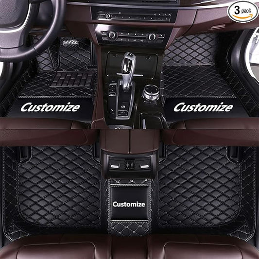 Custom Fit Car Floor Mats - Full Coverage Automotive Leather Floor Liners for Most Vehicles by MingyunSM (Black)