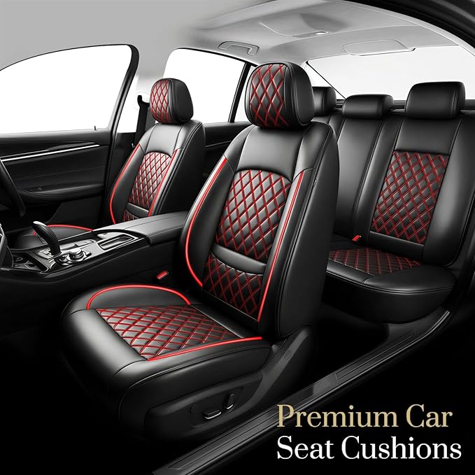 Fit for Venue Seat Covers Compatible with Hyundai Venue 2020-2026 - Waterproof Breathable Leather Automotive Seat Cushions Protector,Only 2 Front seat Covers(Redline)