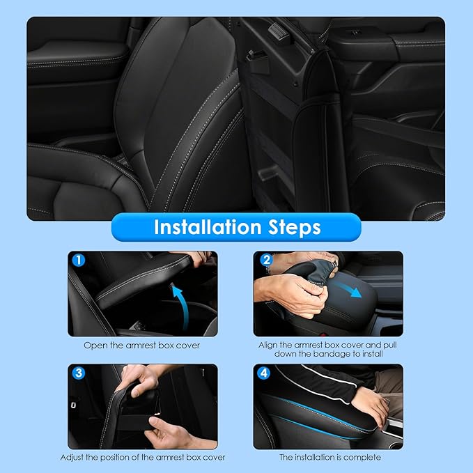 2023 2024 2025 2026 Prius Center Console Cover for Toyota Prius (LE/XLE/Limited/Nightshade Edition), Waterproof&Comfy Leather Cushion Armrest Cover 2026 2025 Prius Accessories (Leather-Padded)
