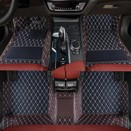 Custom Personalized Floor Mats for Cars，Luxury Full Coverage All Weather Car Floor Mats，Anti-Slip Leather Car Mat Set ，Custom Floor Mats for 99% of Cars, Trucks & SUVs (3D Brown and Black)