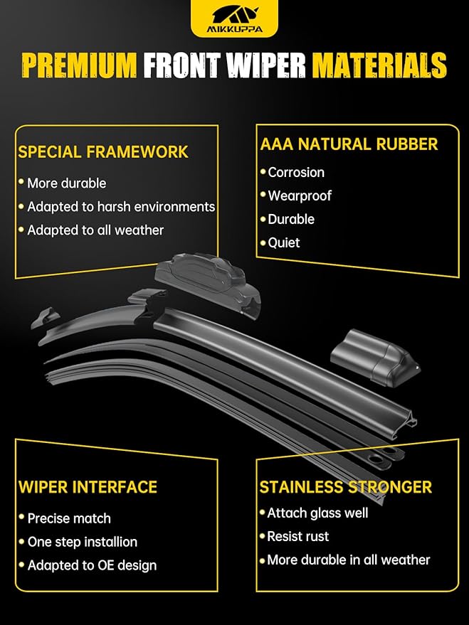 MIKKUPPA 26"/17"/11"/12" Windshield Wiper Blades - Replacement for 2017-2022 Honda CRV - Original Factory Quality Front and Rear Wipers Blade Set for My Car - U/J Hook (Pack of 4)