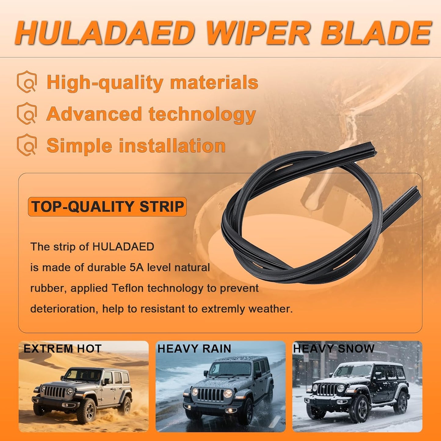 HULADAED® 26'' 20'' 12'' Windshield Wipers Replacement for Toyota Highlander 2019-2008 GX460 2023-2011,Silicone Front Rear Wiper blades for MY Car-All Weather & Quiet(3 PACK)