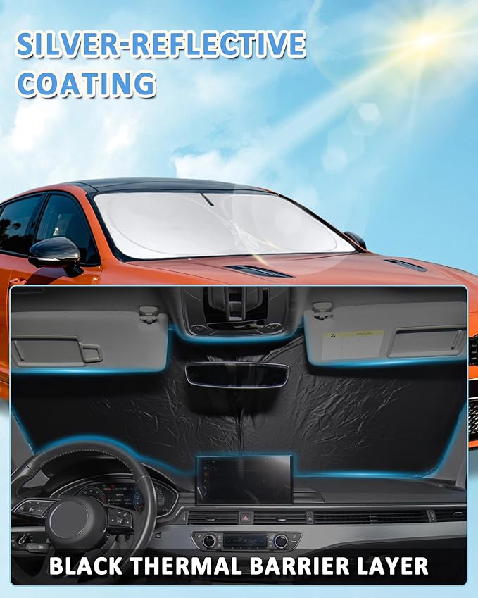 for Model X Windshield Sun Shade Sunshade for Tesla Model X 2016-2024 2025 2026 Windshield Cover Window Shield Protector Sun Visor Tesla Car Accessories Keeps Car Interior Cool